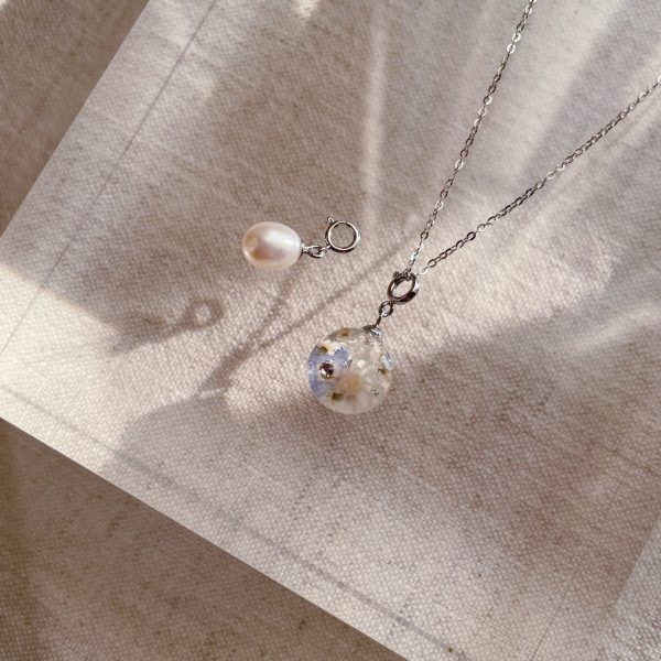 冰透繁花／珍珠墜純銀項鍊