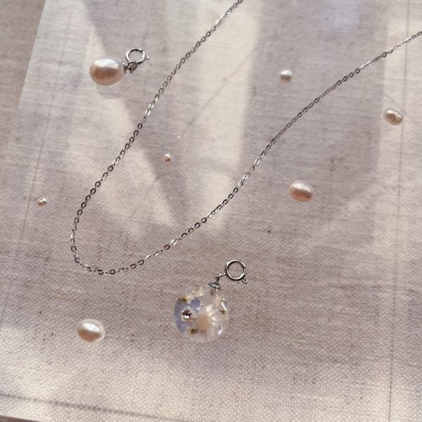 冰透繁花／珍珠墜純銀項鍊