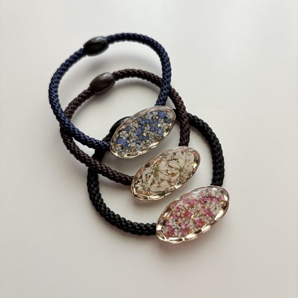 藍白色《法國麵包花髮圈》