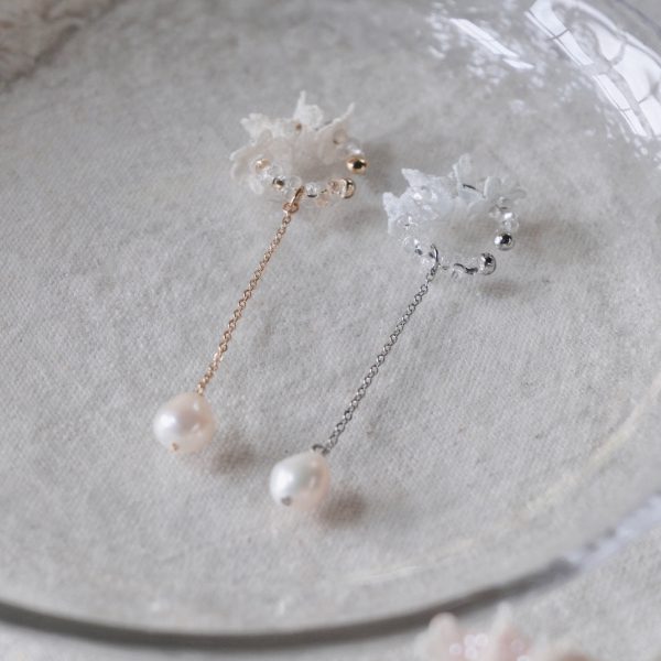 《蕾絲花耳骨夾》溫柔白