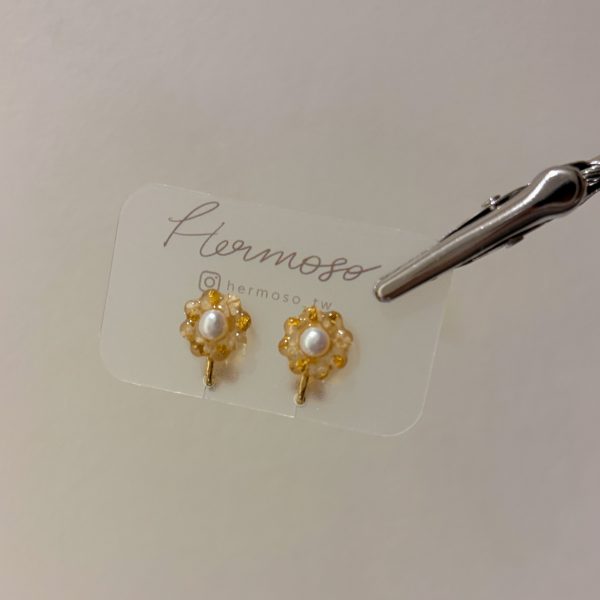 小花珍珠耳環