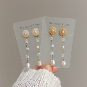 餅乾花耳環-焦糖/糖霜