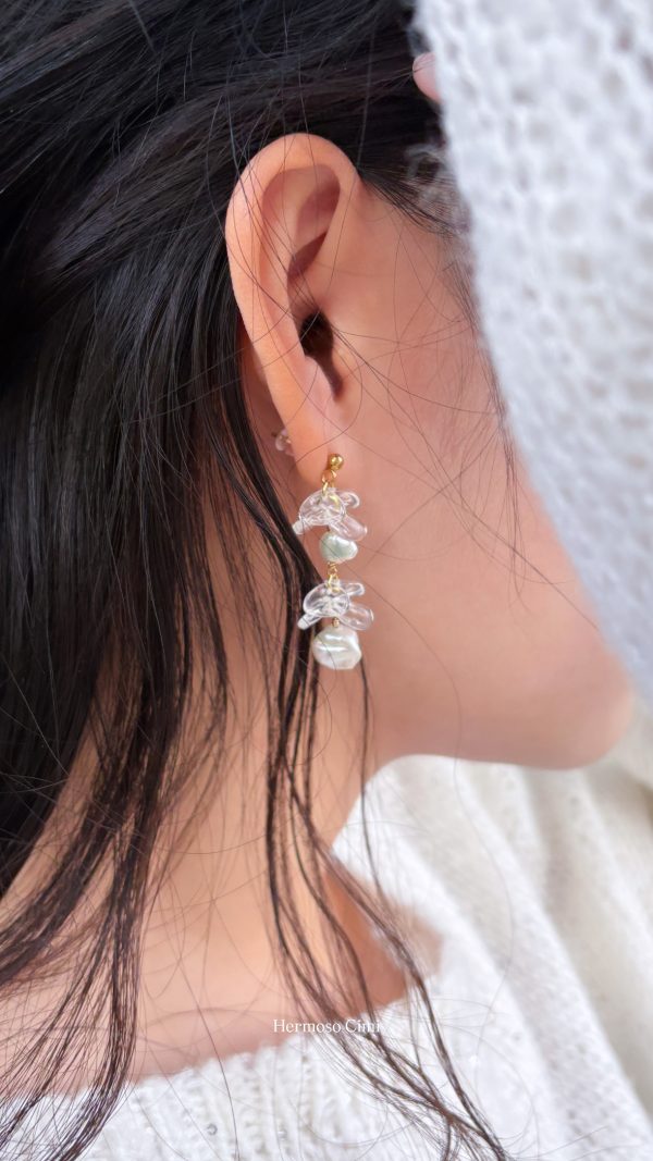 雪落花耳環-2節花