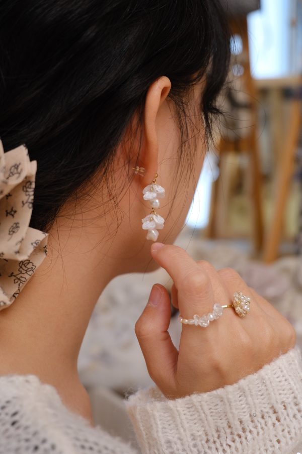 雪落花耳環-2節花