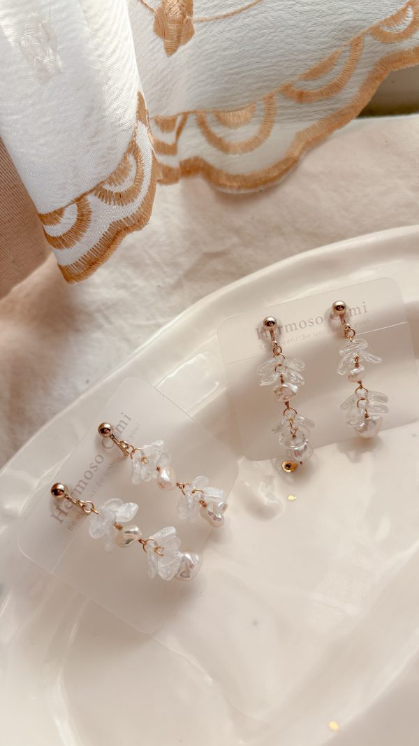 雪落花耳環-2節花