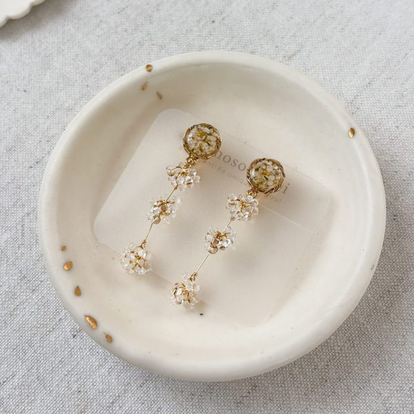 白花流星耳環-金色