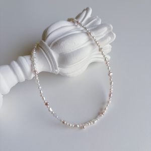 粉白珍珠薰衣草紫晶項鍊