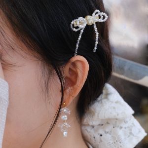 花礦蝴蝶結髮夾