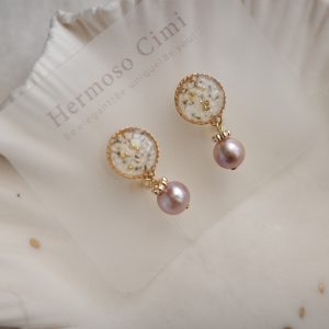 R0000540 糰子花珍珠耳環