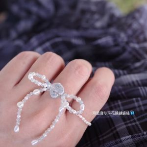 預購 | 藍色花礦*雙邊*蝴蝶結戒指